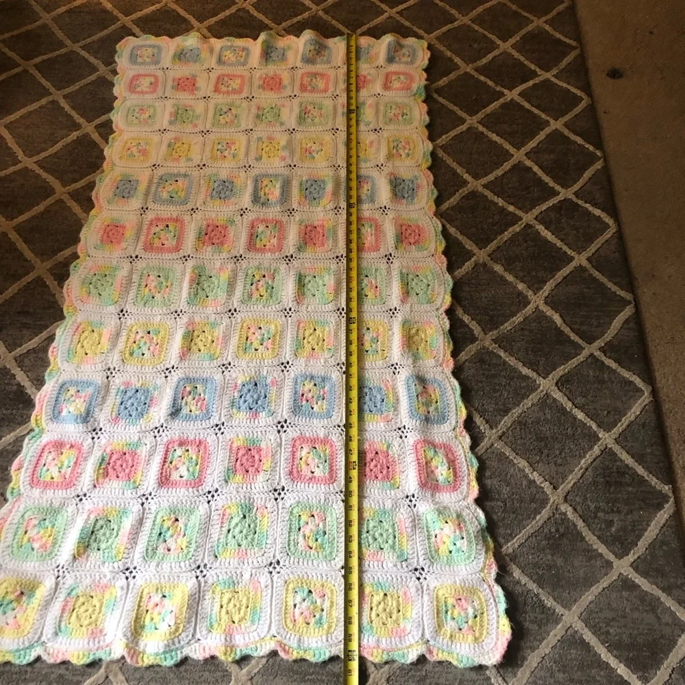 Granny, square, crocheted,‎ blanket Pastel Crochet Throw Blanket